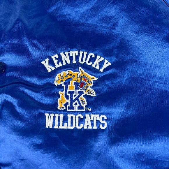VTG 70s Kentucky Wildcats Satin Jacket Extra Large Blue Spell Out Snap Button - Picture 3 of 15